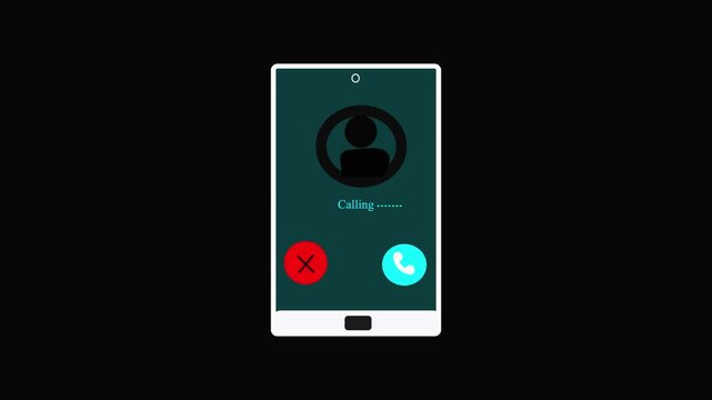 Smartphone Screen Showing Incoming Call Interface with User Icon and Call Buttons. Mobile device displaying incoming call with caller avatar and answer or decline options.