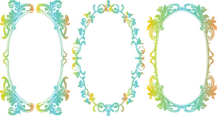 Three decorative floral and leaf borders with white centers