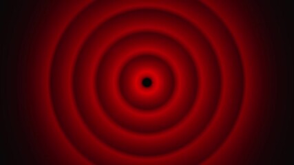 Concentric Red Circles Radiating from a Dark Center on a animation Black Background abstract. Pulsing crimson rings radiating outward with soft glowing edges in continuous circular animation. - Powered by Adobe