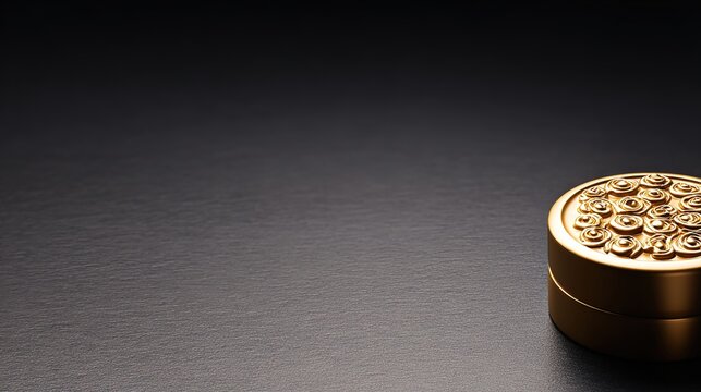 heraldry. A prestigious gold seal stands out against a dark textured backdrop, radiating ceremonial elegance. event programs.