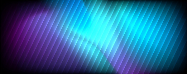 Futuristic neon texture with vibrant shades of blue green gradients and bright smooth fluted vertical lines. Bold dynamic design blending smooth tones and radiant colors for modern visual art project