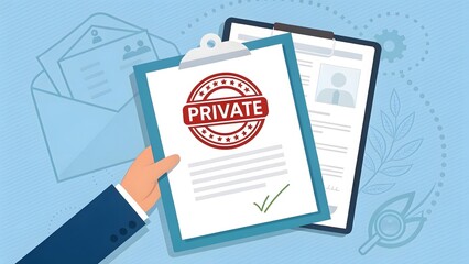 A hand holding a digital document with a private seal