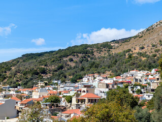 Fototapeta premium View on the mountain village Spili in the south of Crete (Greece)
