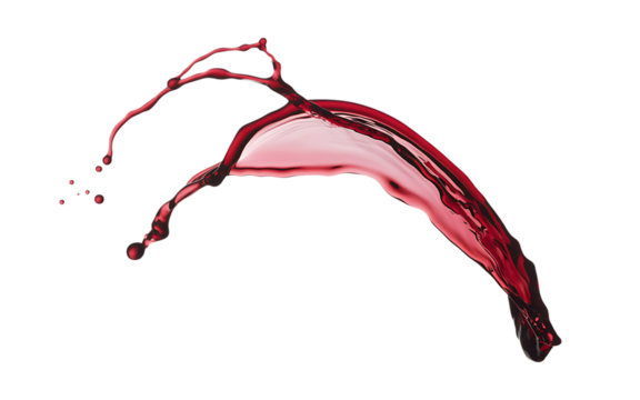 Red liquid splashing and swirling in a dynamic motion, isolated on transparent background