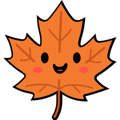 Cute Cartoon Autumn Leaf  Illustration