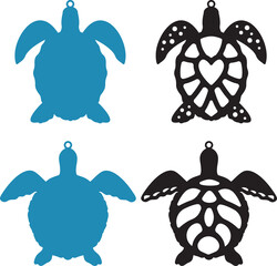 sea turtle ornament png, decorative sun catcher bundle, ocean creature animal, nature lover, summer beach decor, outline line art, laser ready cut files, glowforge silhouette cricut