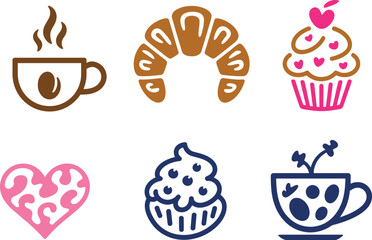 Enjoy a delightful breakfast with coffee, croissant, and cupcake, perfect for cafes