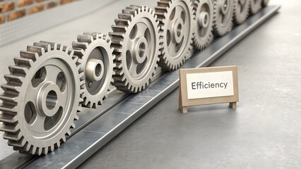 A Series of Gears Turning Smoothly With Efficiency Message
