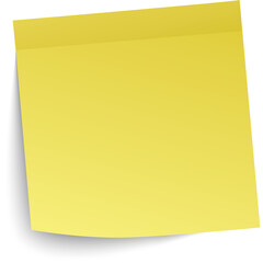 A bright yellow sticky note with a subtle shadow appears against a transparent background, perfect for reminders and messages