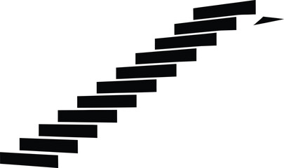 Obraz premium Black staircase leading upwards on a white background Keywords: stairs, staircase, steps, upward