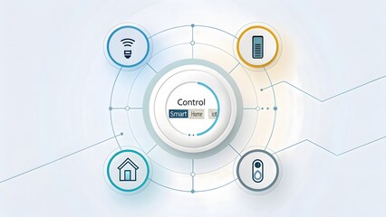 Fototapeta premium Smart home hub sending control signals with digital interface