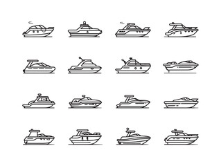 Motorboat Line Art Slicing Through Waves