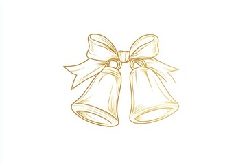 Naklejka premium Wedding bells with a bow illustration elegant golden.