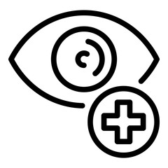 Positive Vision Health and Ophthalmic Medical Care Addition Line Icon. Symbolizing the addition of care, positive vision correction, better eye health, ophthalmic or medical services.