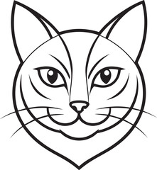 Cat Face Line Art Vector