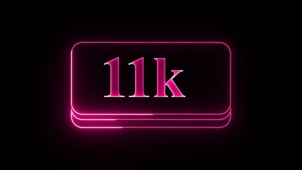 Neon animation shows an 11k counter glowing pink color