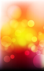 Abstract vertical bokeh background with a warm color gradient. Glowing yellow, orange, and red circles for a vibrant modern design.
