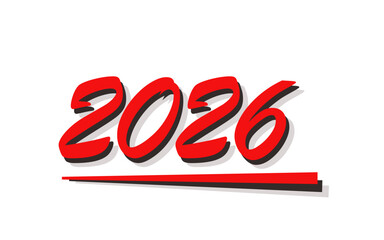 Red number 2026 for new year. New year 2026 design.