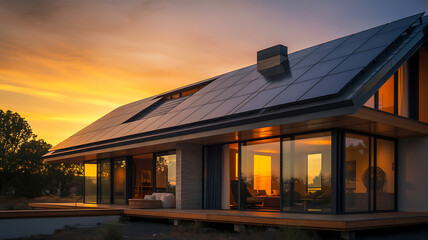 Fototapeta premium Sustainable Home with Solar Roof