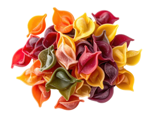 A colorful pile of pasta shaped like small flowers