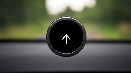 Car dashboard featuring an arrow pointing up representing positive trends and growth in driving experience