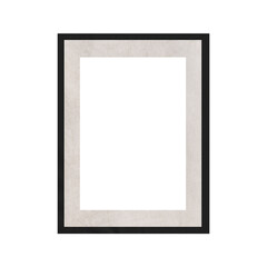 Obraz premium Modern Black Photo Frame with Textured Silver Gray Mat, Isolated on White Background