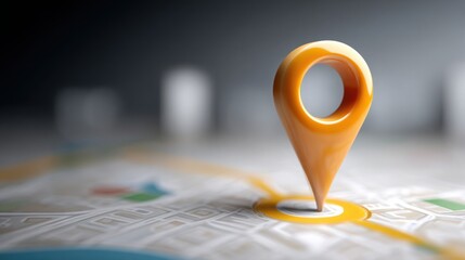 Fototapeta premium Detailed map illustration featuring a location pin signifying a specific destination with adaptive exposure concept