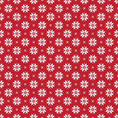 Classic Seamless Red and White Nordic Snowflake Pattern
