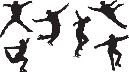 Dynamic Figure Skating Jumps Silhouette Collection