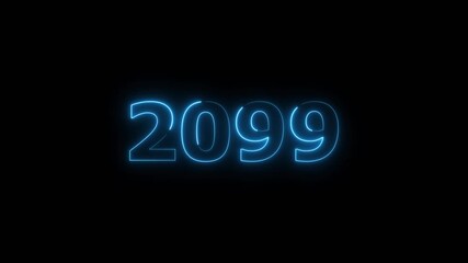 2099 Sal neon number text icon background animation. Happy new year 2099 background 4k video.	