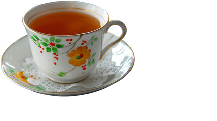 tea, cup, drink, beverage, hot drink, traditional, ceramic, isolated, white background, refreshment, tableware, classic
