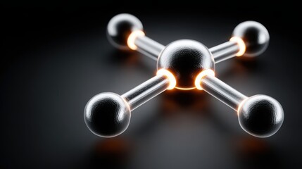 A glowing orange molecule illustrating scientific concepts of chemistry and energy in a captivating visual display
