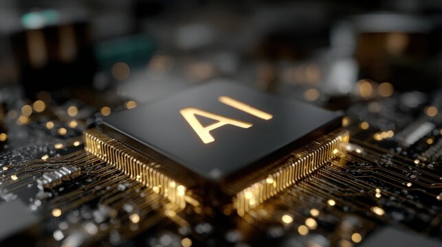 Close-up of a computer chip highlighting its detailed architecture as the fundamental engine for ai strategy execution