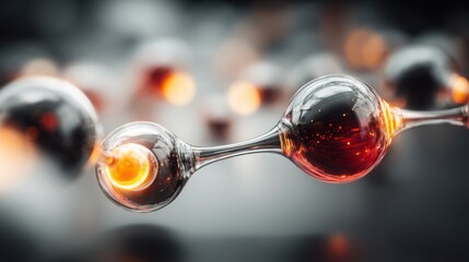 Intricate molecular structure featuring a liquid core surrounded by interconnected nodes and dynamic connections