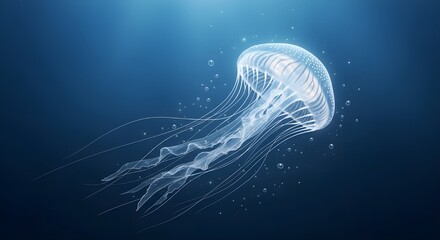 Fototapeta premium Colorful glowing jellyfish drawing set isolated on white background