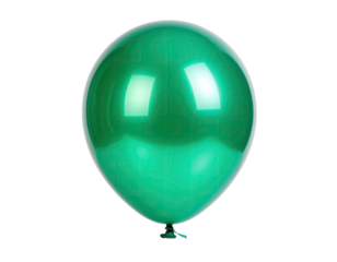 A Single Green Balloon Floats Against A Transparent Background With Soft Gloss Lighting Reflecting On Its Surface