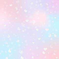 パステルハートと星のゆめかわデザインペーパー ー 手帳デコやマスキングテープ、推し活グッズに使える淡いグラデーションのゆめかわいいハートと星の背景素材です。デザインペーパー、ポストカード、マスキングシールブックタイプ、フレークシール、ふせん、ロール付箋、ノートの表紙、ハンカチ、ミニタオル、箸、マグカップ、皿、キッチンクロス、カラトリー、キッチン雑貨、ボールペン、ペンケース、ポーチ