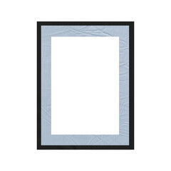 Square black picture frame with a vibrant turquoise textured mat, isolated on a white background.
