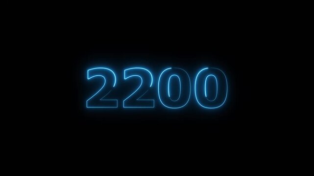 2200 Sal neon number text icon background animation. Happy new year 2200 background 4k video.	