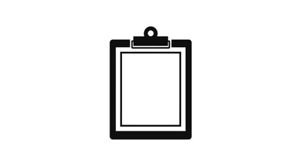 a simple black clipboard with blank white paper attached, isolated on white background 