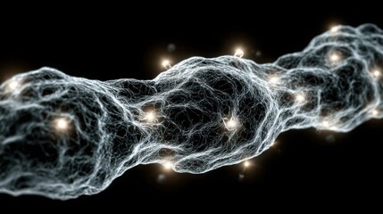 Striking molecular visual with a dark background highlighting the intricacies of biological structures and designs