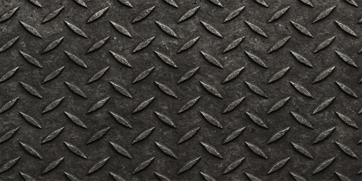 Grunge metallic iron plate floor texture with seamless diamond pattern