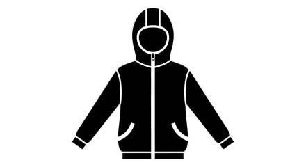a black silhouette of a person wearing a hoodie, isolated on white background 