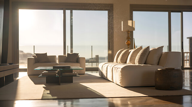 Modern Living Room with Ocean View