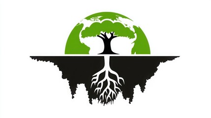 Majestic tree with earth in background representing carbon conscious identity and environmental commitment