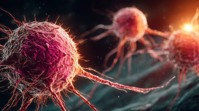 Close-up of a virus structure illustrating intricate details and complex design representing microbial life and health issues