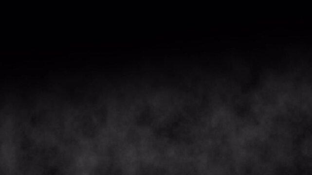 Realistic white smoke and fog overlay rising from bottom with Alpha Channel. Soft misty atmosphere effect for VFX compositing.