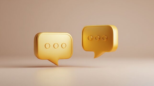 Elegant pair of gold chat icons symbolizing communication and request for quotes in a modern design style