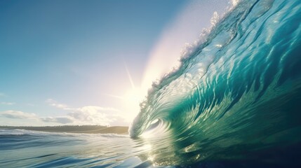 beautiful fresh blue seawater surfing wave seascape