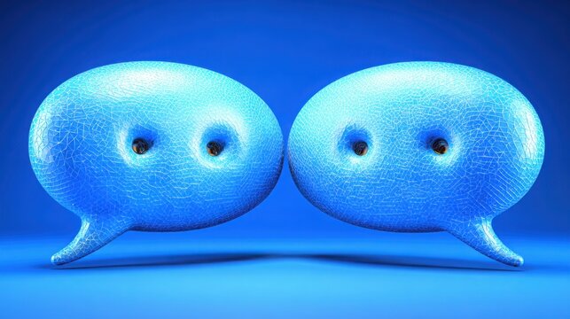 Two blue bubbles with one bubble representing interaction and communication in a chat yield forecast concept